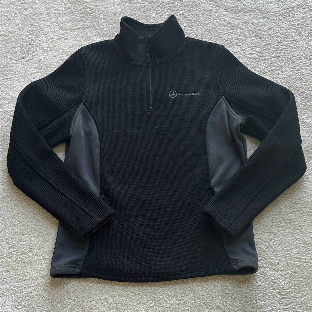 Mercedes Benz Colosseum Black and Gray Women's quarter-zip sweater